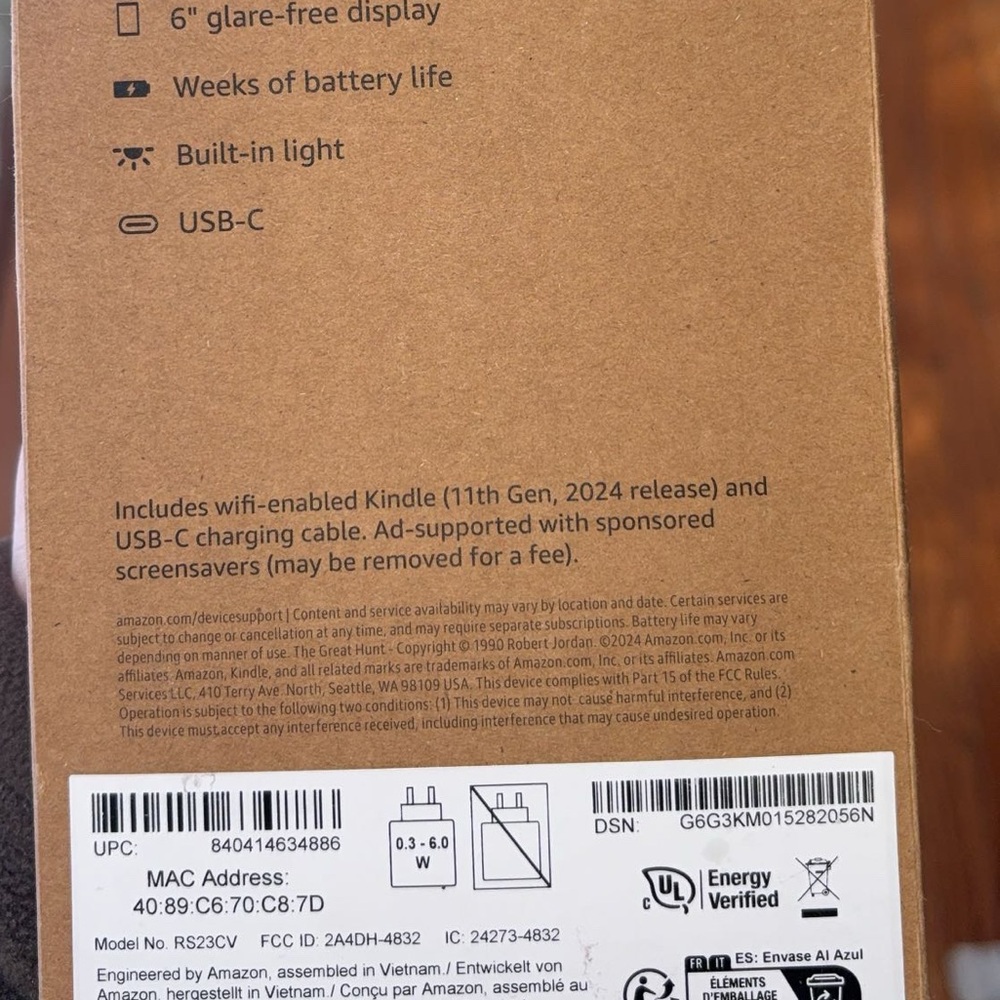 NEW Amazon Kindle 6" (2024 Release) - 11th Gen - 16GB - Black - NEW - Picture 2 of 3